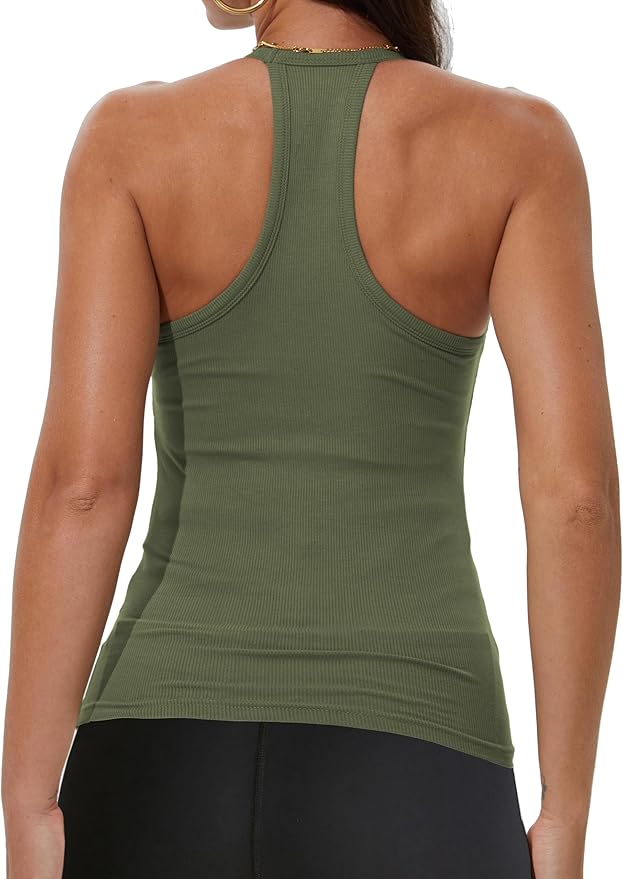 iGENJUN Workout Tops for Women Racerback Basic Tank Summer 2026 Camisole V Neck Slim Fit Ribbed Sleeveless