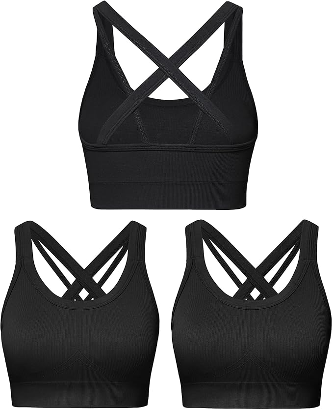 Sports Bras for Women HIigh Support, Criss-Cross Back Padded Strappy High Impact Sports Bras for Women Large Bust