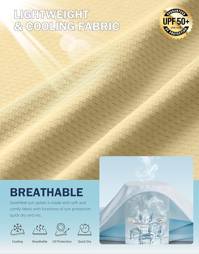 Soothfeel Women's UPF 50+ Sun Protection Hoodie Jacket Lightweight Long Sleeve Sun Shirt for Women with Pocket Hiking Outdoor