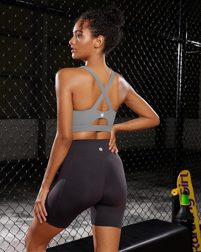 RUNNING GIRL Sports Bra for Women High Support,Molded Cup Strappy Running Sports Bras with Sewn in Pads