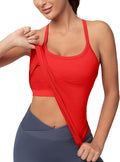 MathCat Workout Tank Tops for Women with Built in Bra, Sleeveless Gym Tops Seamless Racerback Athletic Yoga Shirts