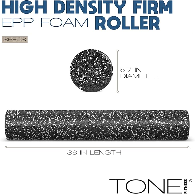 Tone Fitness High Density EPP Foam Exercise Foam Roller for Yoga, Pilates, Stretching, Massage, and Recovery | Multiple Sizes and Colors