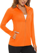 MAGCOMSEN Women's UPF 50+ Lightweight Athletic Jacket Sun Protection Full Zip Long Sleeve Shirts Hiking Outdoor Pockets