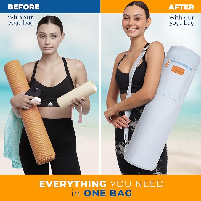 UDANA Yoga Mat Bag – Heavy Duty Canvas Carrier with 3 Pockets & Full Zip – Available in 3 Sizes (16L, 18L, 34L) - Multiple Colors
