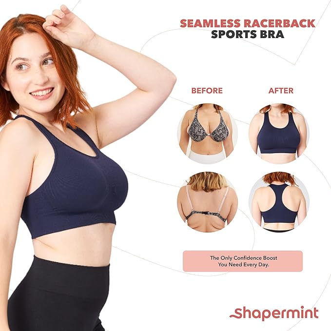 SHAPERMINT Sports Bras for Women - Workout Bras for Women, Plus Size Sports Bra, Workout Tops for Women High Support