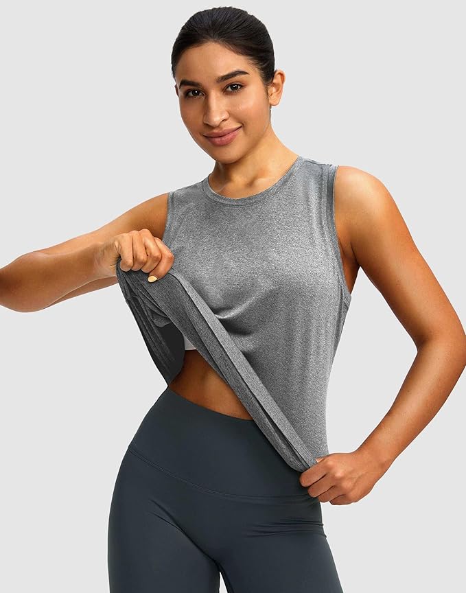 Women's Workout Tops Racerback Athletic Tank Tops Sleeveless Loose Fit Yoga Running Gym Shirts for Women
