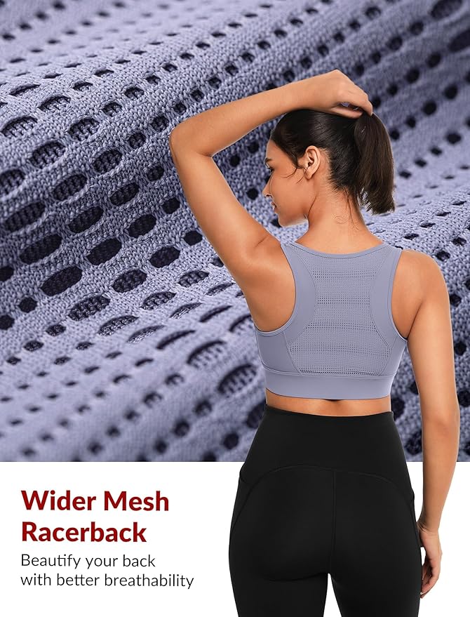 Yvette Front Closure Sports Bras for Women High Support Large Bust Supportive Sports Bra High Impact for Running