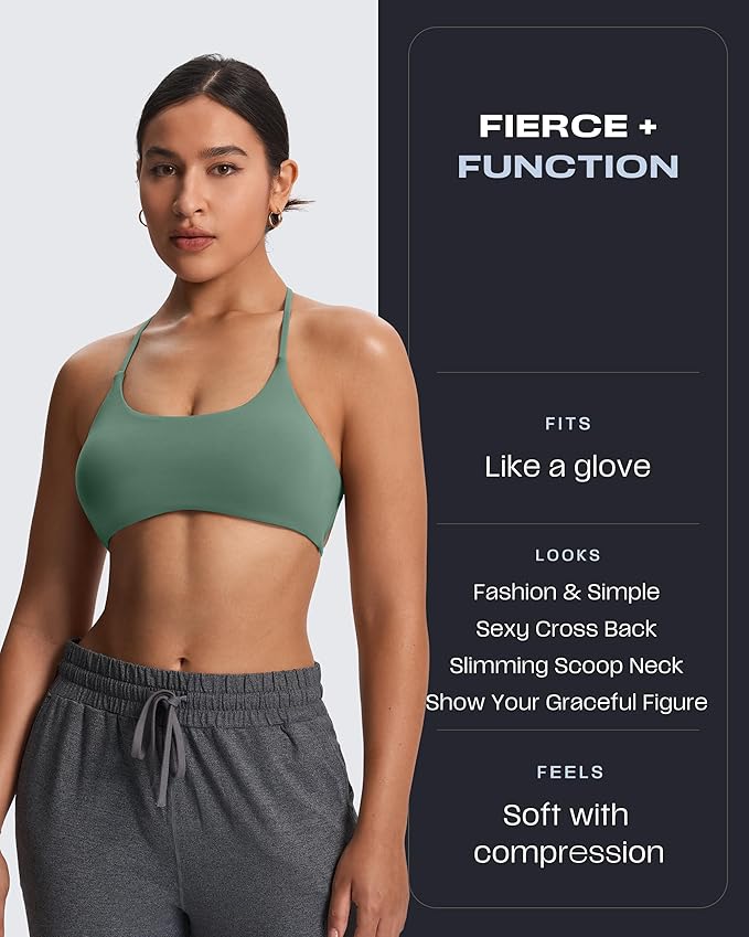 Aoxjox Women's Workout Sports Bras Fitness Trinity Ivy Low Impact Bra Yoga Crop Tank
