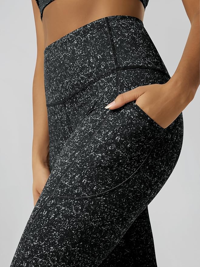 ODODOS Women's High Waisted Yoga Capris with Pockets, Tummy Control Non See Through Workout Athletic Running Capri Leggings