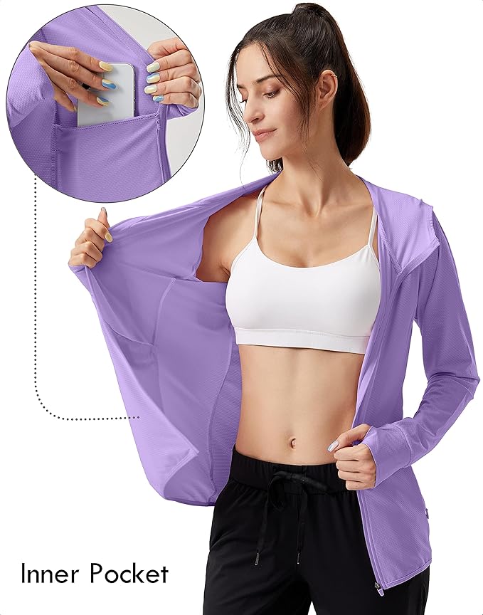 Soothfeel Women's UPF 50+ Sun Protection Hoodie Jacket Lightweight Long Sleeve Sun Shirt for Women with Pocket Hiking Outdoor