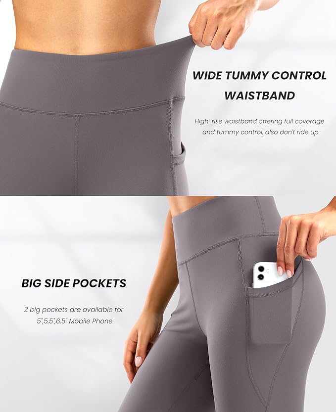 28"/30"/32"/34" Inseam Women's Bootcut Yoga Pants Long Bootleg High-Waisted Flare Pants with Pockets
