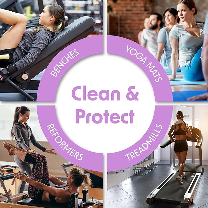 Wipex Yoga Mat Cleaner & Fitness Wipes - Natural Lavender & Vinegar Gym Equipment Cleaner - 75 Gym Wipes to Clean Yoga Mats, Spinning & Peloton Bikes, Weight Machines & Surfaces