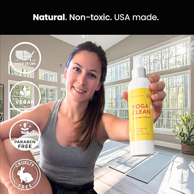 Yoga Clean – Eco-Friendly Yoga Mat Cleaner & Deodorizing Spray | Neutralizes Sweat & Odor to Protect Your Mat | 8 oz Plant-Based Formula, Spa-Like Scent, Made in the USA