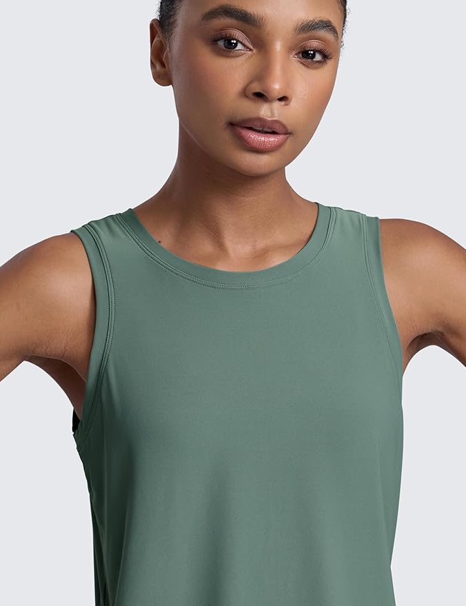 CRZ YOGA Cloudweight Open Back Workout Tops for Women Lightweight High Neck Athletic Gym Tank Soft Running Sleeveless Shirts