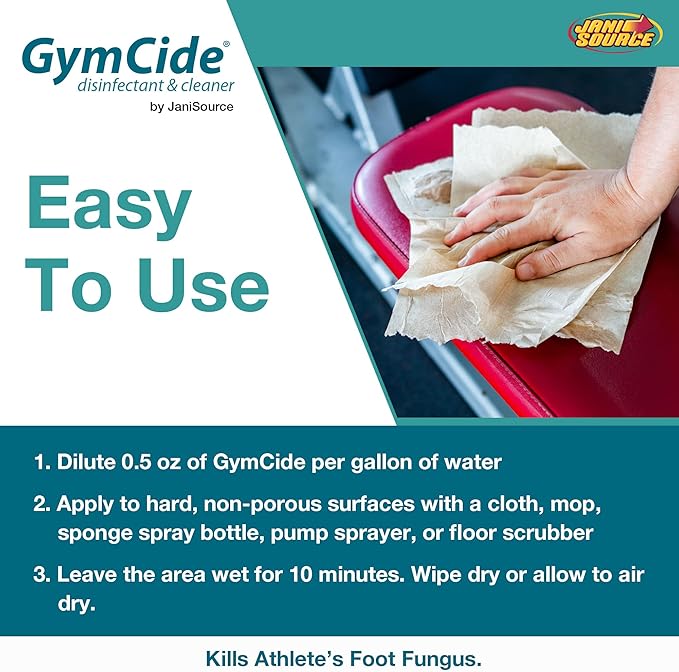 GymCide Disinfectant 1 Step Sports Equipment Concentrated Cleaner Deodorizer, Kills 99.9% of Germs and Eliminates Odors (Each)…