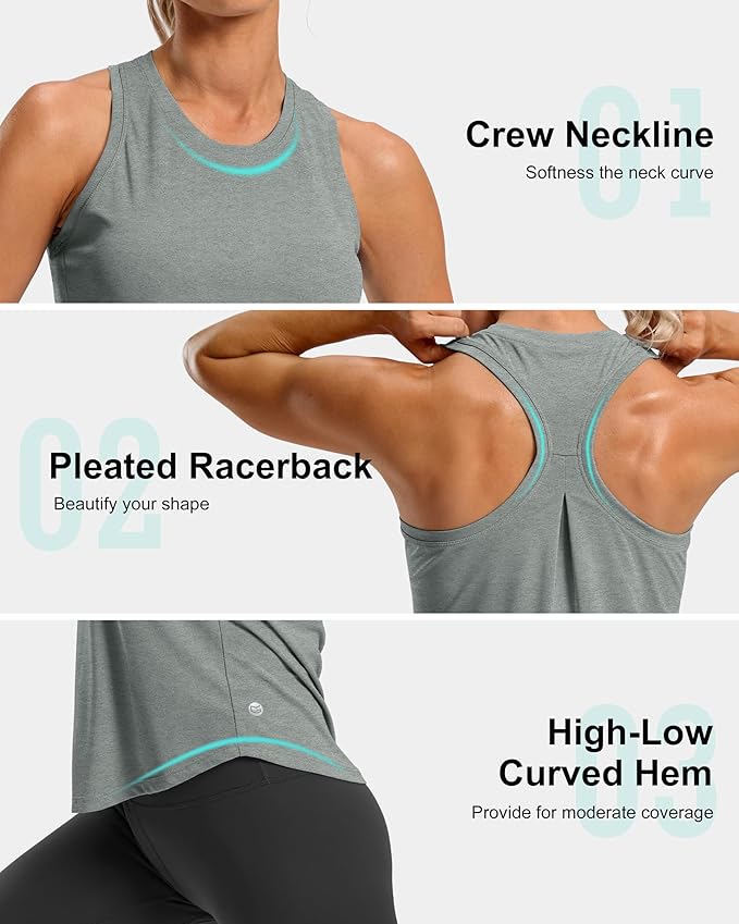 G Gradual Women's Workout Tank Tops Racerback Athletic Yoga Tops Loose Fit Sleeveless Running Gym Sports Shirts for Women
