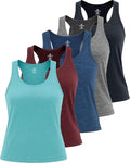 Real Essentials 5 Pack: Women's Racerback Tank Top Dry-Fit Athletic Performance Yoga Activewear (Available in Plus Size)