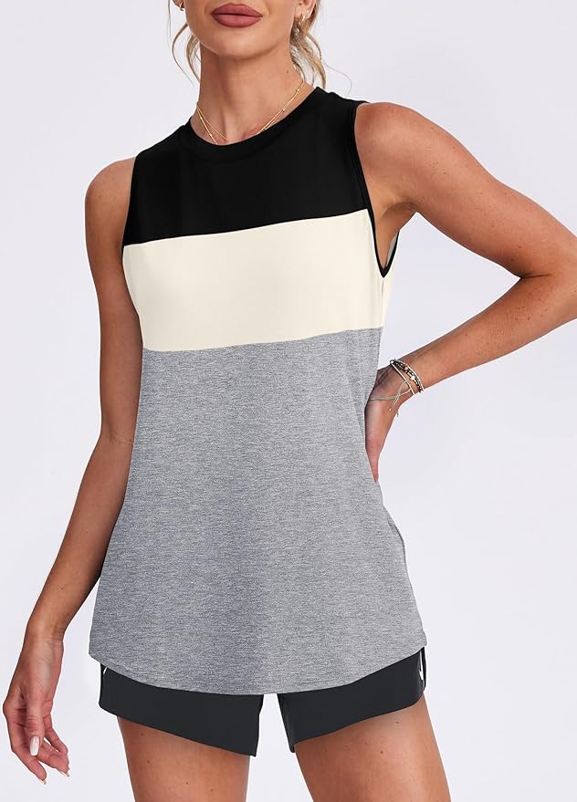 Womens Workout Tank Tops Lightweight Sleeveless Shirts for Women Loose Fit Tops for Athletic Running Tennis Yoga
