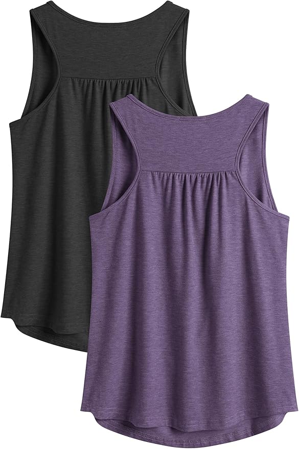 PINSPARK Workout Tops for Women Racerback Tank Tops Sleeveless Athletic Running Shirts Lightweight Yoga Gym Tank,2 Pack S-3XL