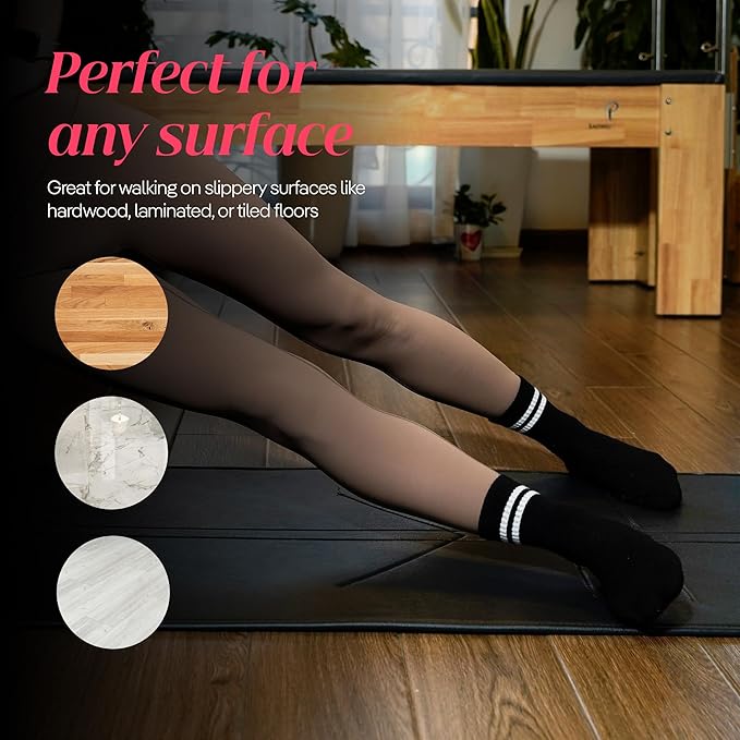 CoolMate Pilates Socks with Grips for Women, Yoga Socks, Crew Non Slip Women for Barre, Pilates Gifts for Women