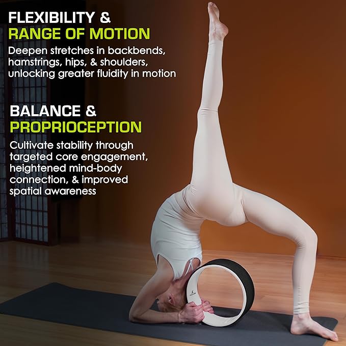 ProsourceFit Yoga Wheel Prop 12” for Improving Yoga Poses, Backbends, Flexibility, Balance, Stretching, Relaxation