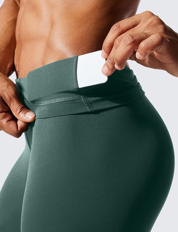CRZ YOGA Women's Hugged Feeling Compression Leggings 25 Inches - Thick High Waisted Tummy Control Workout Pants Tights