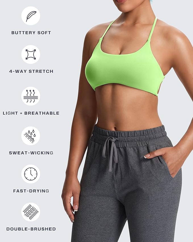 Aoxjox Women's Workout Sports Bras Fitness Trinity Ivy Low Impact Bra Yoga Crop Tank