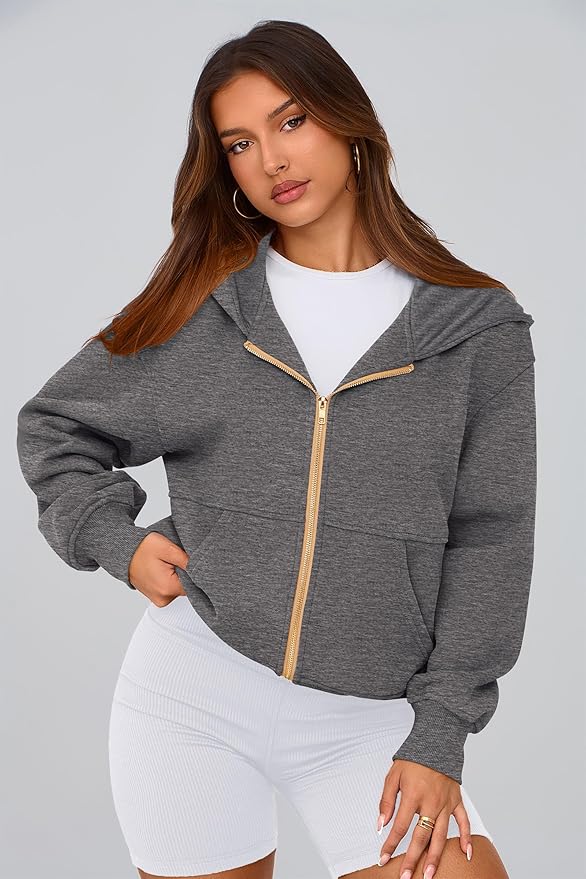 PRETTYGARDEN Hoodies for Women Sweatshirt Zip Up Hoodie Fall Fashion 2026 Trendy Long Sleeve Jackets Winter Clothing Outfits