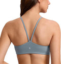 CRZ YOGA Butterlift Double Lined V Back Sports Bras for Women - Scoop Neck Spaghetti Strap Wireless Yoga Top Non Padded