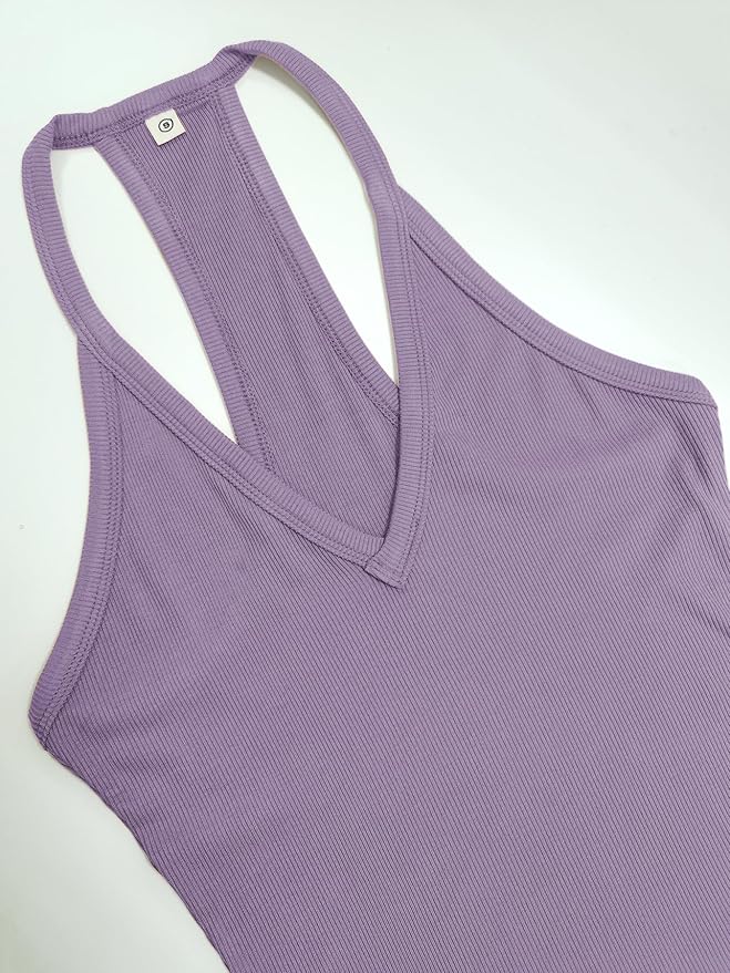 iGENJUN Workout Tops for Women Racerback Basic Tank Summer 2026 Camisole V Neck Slim Fit Ribbed Sleeveless