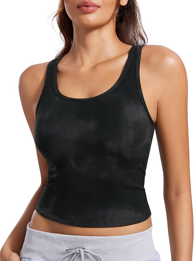 CRZ YOGA Butterluxe Double Lined Tank Tops for Women - Workout Casual Scoop Neck Racerback Crop Sleeveless Shirt