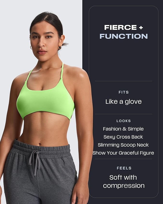 Aoxjox Women's Workout Sports Bras Fitness Trinity Ivy Low Impact Bra Yoga Crop Tank