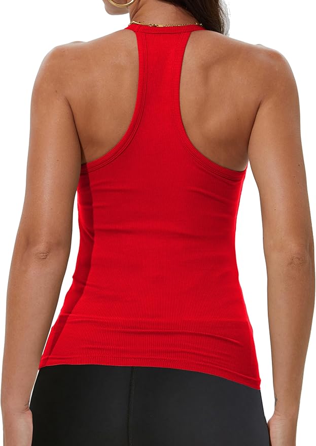 iGENJUN Workout Tops for Women Racerback Basic Tank Summer 2026 Camisole V Neck Slim Fit Ribbed Sleeveless