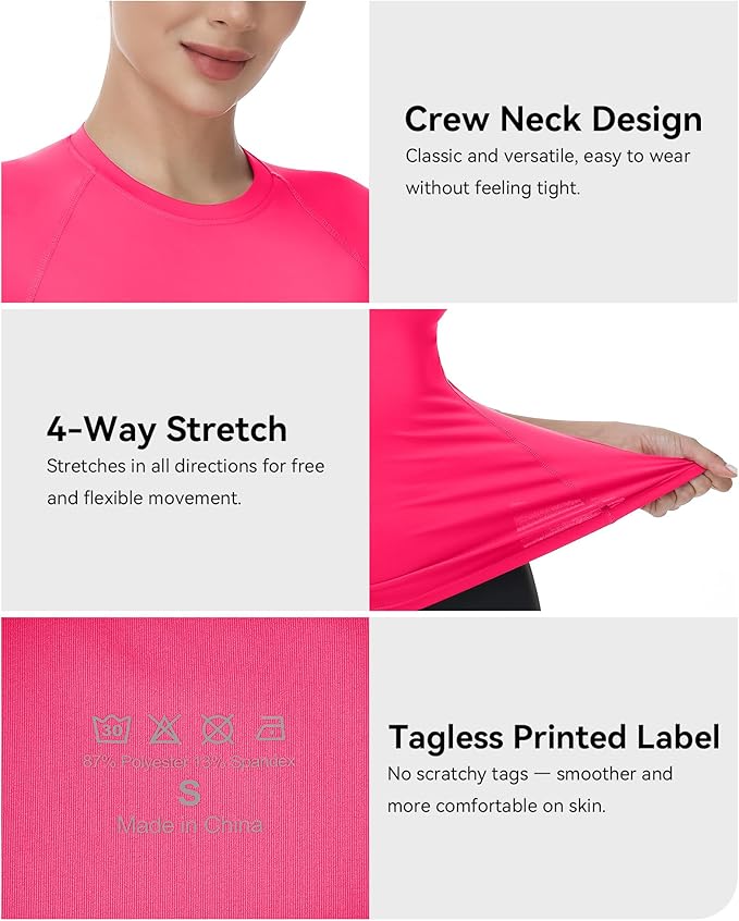 Runhit Compression Shirt Women Short Sleeve Workout Tops Athletic Gym Moisture Wicking T-Shirt Running Yoga Base Layer