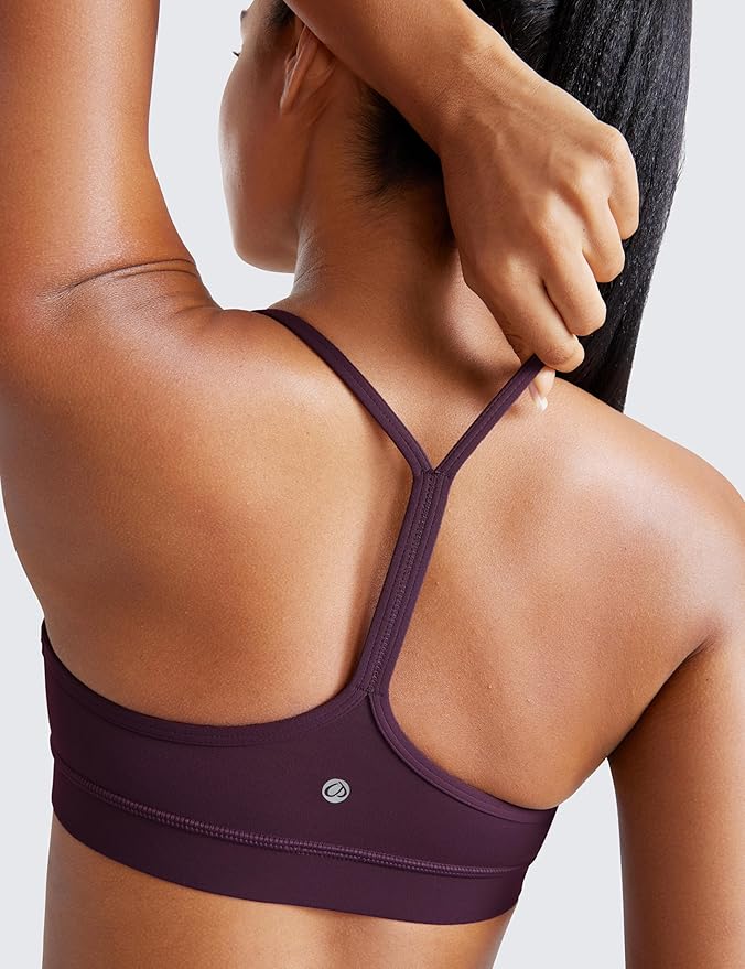 CRZ YOGA Butterluxe Y Back Sports Bras for Women - Padded Racerback Low Impact Spaghetti Thin Strap Workout Yoga Top