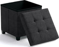 Ornavo Home Storage Ottoman with Legs, Square Cube Foot Rest Stool Seat, for Living Room, Bedroom, Home Office, Dorm - 15 x 15 x 15, Black