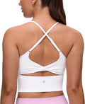 CRZ YOGA Butterluxe Twist Cross Back Crop Tank Tops for Women - Padded Adjustable Straps Yoga Longline Sports Bras