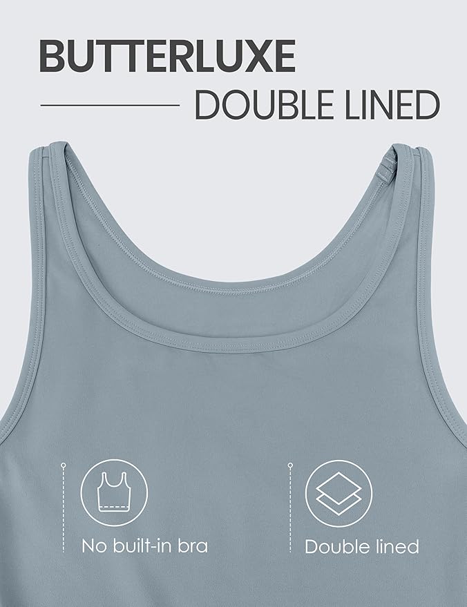 CRZ YOGA Butterluxe Double Lined Tank Tops for Women - Workout Casual Scoop Neck Racerback Crop Sleeveless Shirt