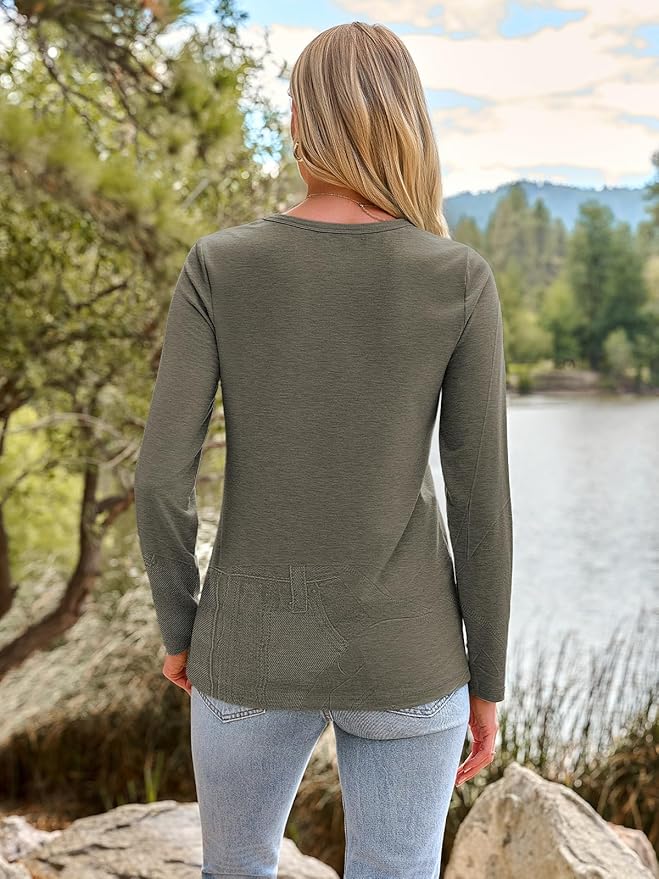 AUTOMET Women‘s Basic Long Sleeve Crewneck, Plus Size Winter & Spring Top, Casual Fall Tee for Teacher & Everyday Outfits
