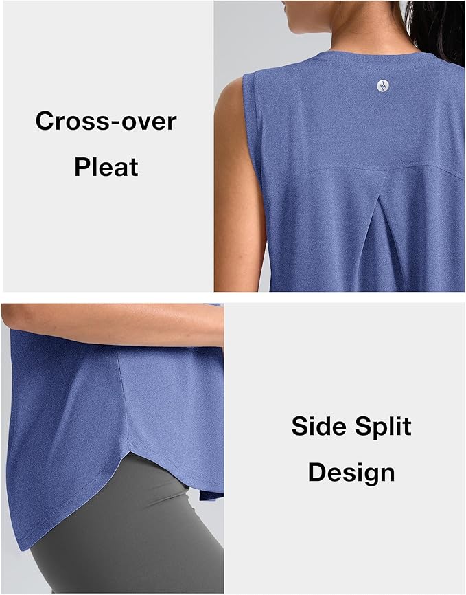 SANTINY Women's Sleeveless Workout Tops Breathable Lightweight Active Tennis Yoga Shirts Athletic Running Tank Tops for Women
