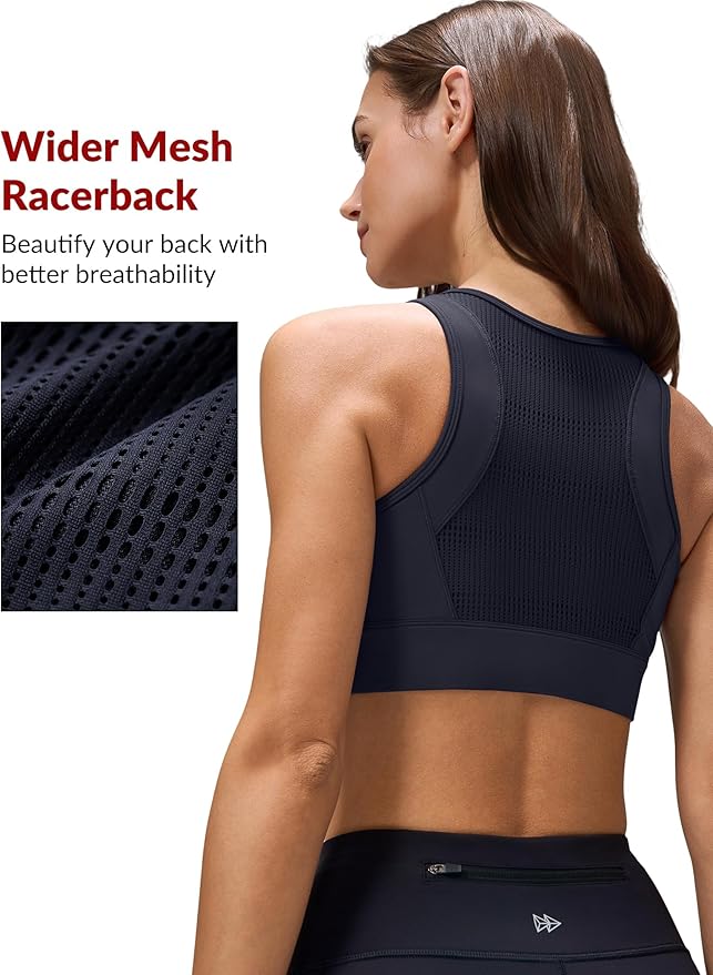 Yvette Front Closure Sports Bras for Women High Support Large Bust Supportive Sports Bra High Impact for Running