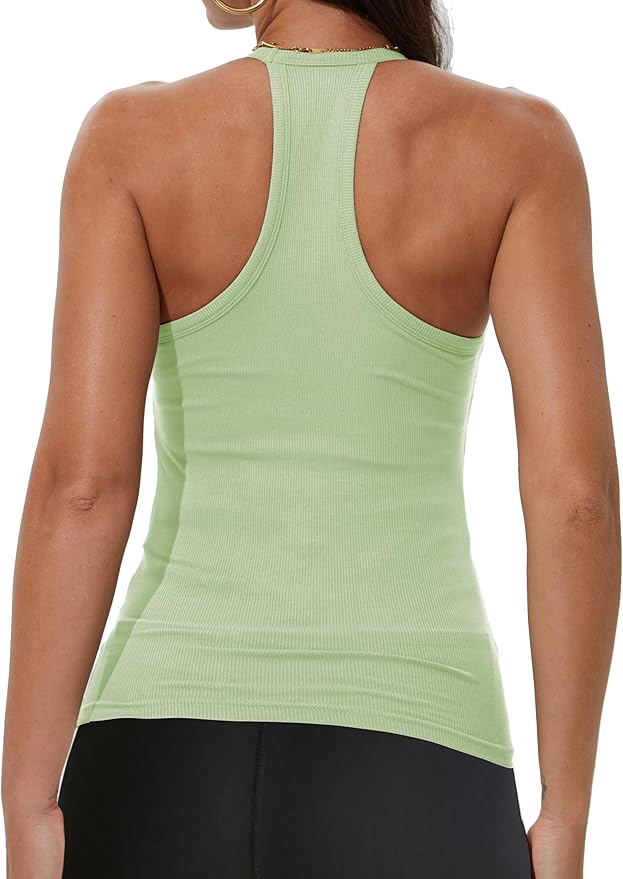 iGENJUN Workout Tops for Women Racerback Basic Tank Summer 2026 Camisole V Neck Slim Fit Ribbed Sleeveless