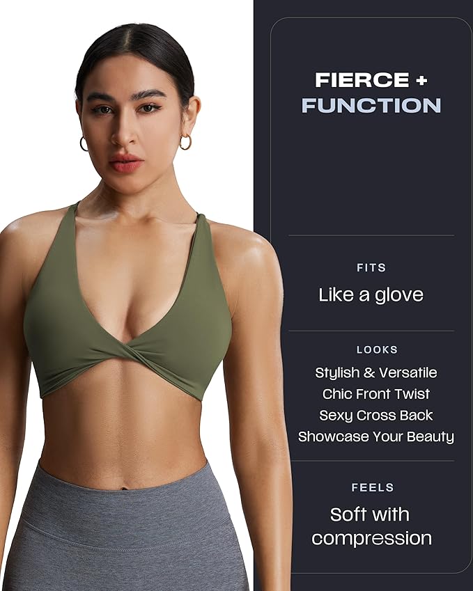 Aoxjox Women's Workout Sports Bras Fitness Metamorph Sienna Twist Bra Yoga Crop Tank