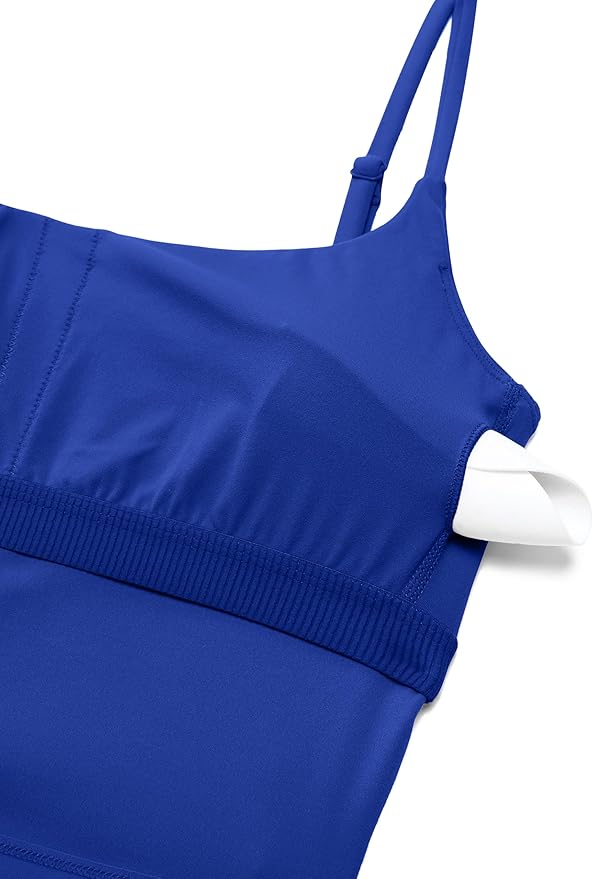 CRZ YOGA Butterlift Adjustable U Back Crop Tank Tops for Women - Padded Camisole Scoop Neck Workout Longline Sports Bras