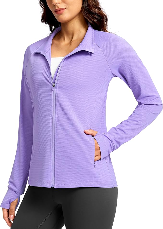 G Gradual Women's Lightweight Athletic Jacket Sun Protection UPF 50+ Zip Up 4 Pockets Long Sleeve Shirts Workout Running