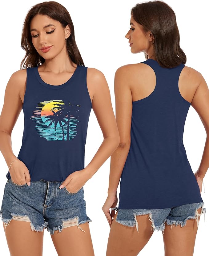 JILUVIN Tank Tops for Women Racerback Summer Sleeveless Casual Graphic Basic Top Shirts 2026