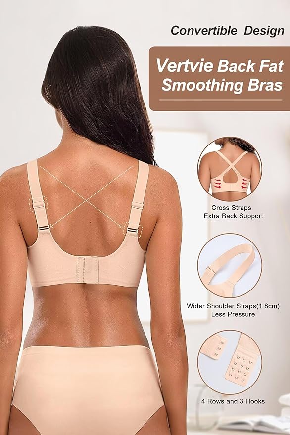 Vertvie Womens Seamless Jelly Bras No Underwire Comfort Push Up Bras Buttery Soft Wireless Bralette Full Coverage Sports Bra