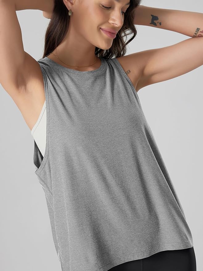 ODODOS 3-Pack Loose Tank Tops for Women Sleeveless Gym Athletic Workout Tops Yoga Shirts