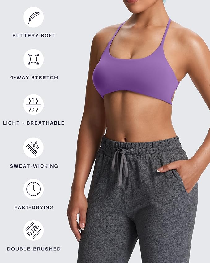 Aoxjox Women's Workout Sports Bras Fitness Trinity Ivy Low Impact Bra Yoga Crop Tank