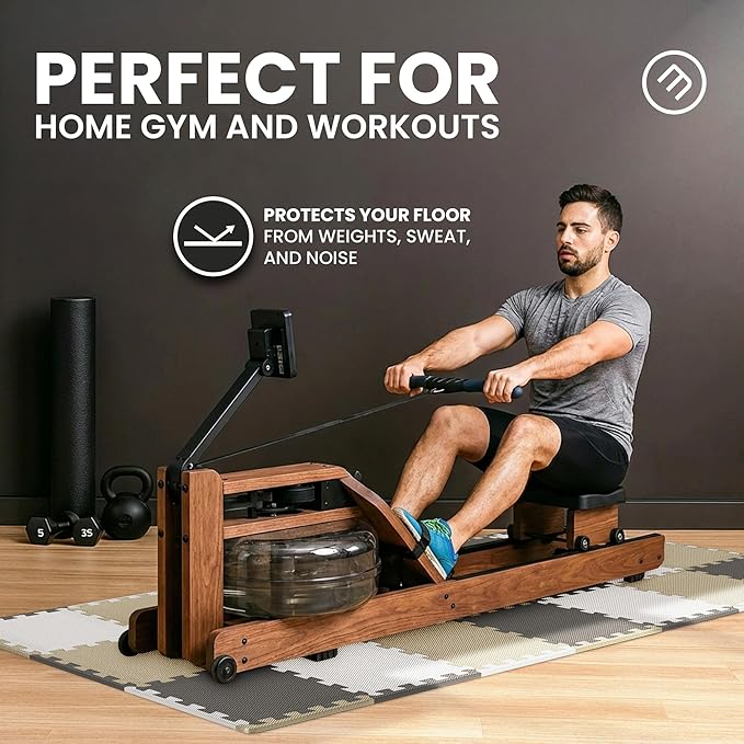 bemaxx Gym Mats Set - 18 pcs EVA Interlocking Foam Floor Tiles (12.6"x12.6"x0.4") 18sqft Protective Gym Flooring Sports Home Workout Exercise Mats Puzzle Garage Fitness Play-Room Pool Treadmill Bike